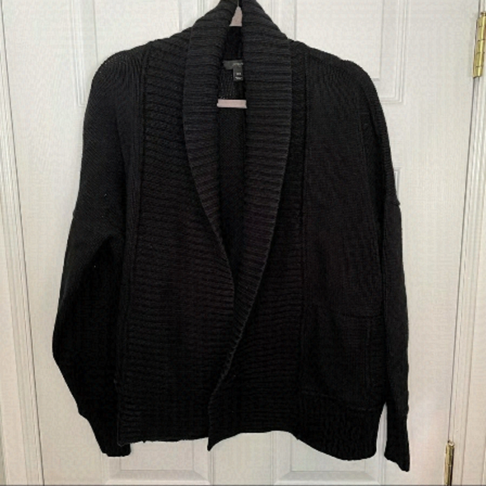 𝅺j Crew Cotton Blend Chunk Black Cardigan Sweater XS/S